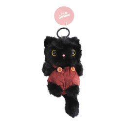MUSITU Cute Black Cat Plush Keychain Backpack Pendant